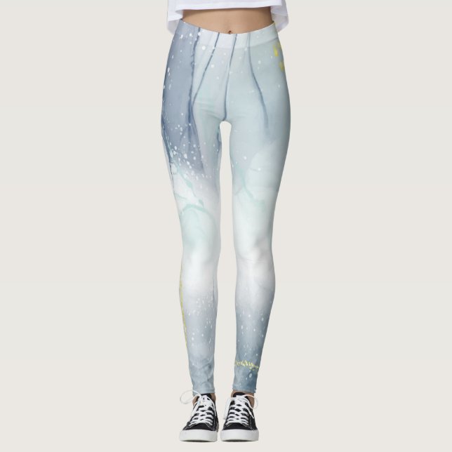 Realistischer flüssiger Marmor mit Gold Leggings (Vorderseite)