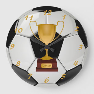 Realistischer Fußball und ein anpassbarer Pokal Große Wanduhr