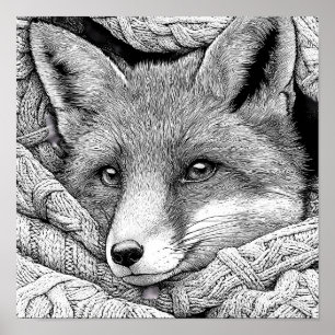Realistischer gestrickter Weihnachtsstrumpf Fuchs Poster