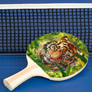 Realistischer Jungle Tiger Ping Pong Paddle - Tige Tischtennis Schläger