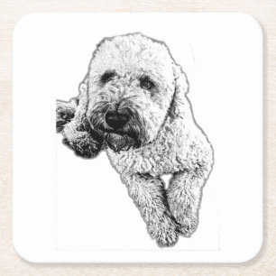 Realistischer Lagotto-Tinten-Trinkuntersetzer Rechteckiger Pappuntersetzer