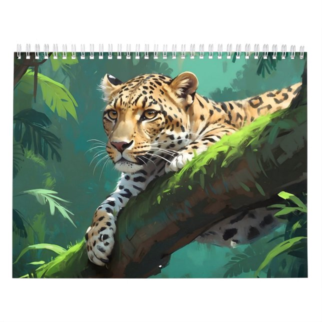 Realistischer Leopard im Dschungel Kalender (Titelbild)