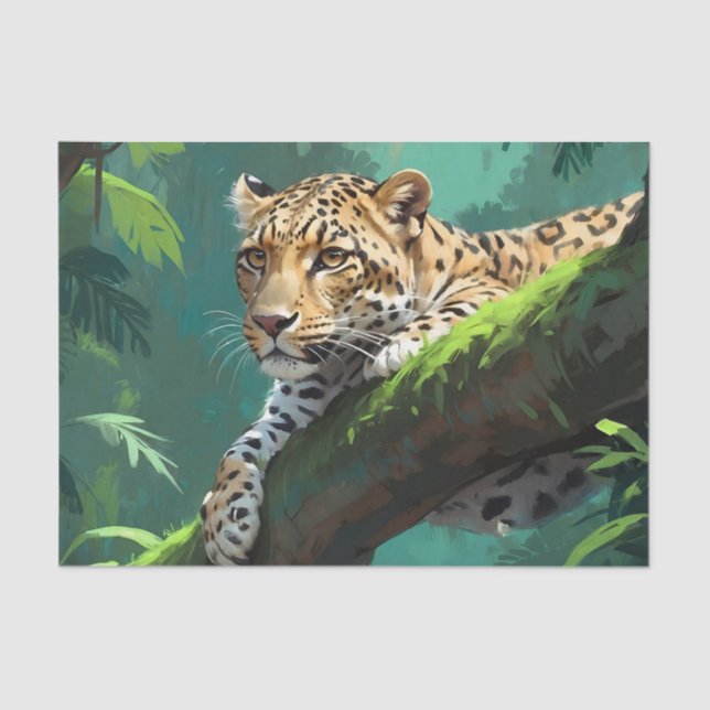 Realistischer Leopard im Dschungel Seidenpapier (Vorderseite)