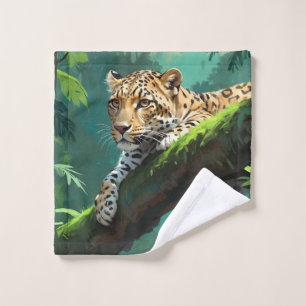 Realistischer Leopard im Dschungel Waschlappen