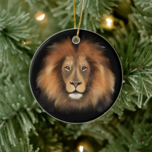 realistischer Löwenkönig des Dschungels, männlich, Keramik Ornament
