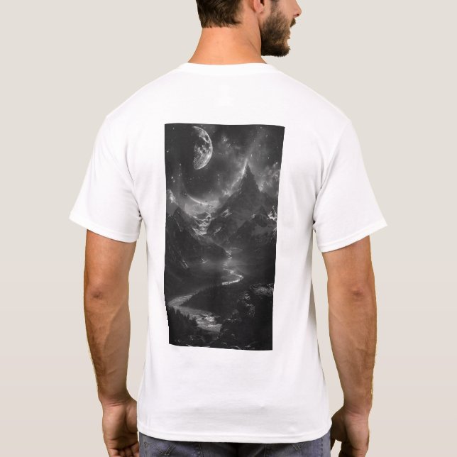 Realistischer Mountain View Wilderness T - Shirt (Rückseite)