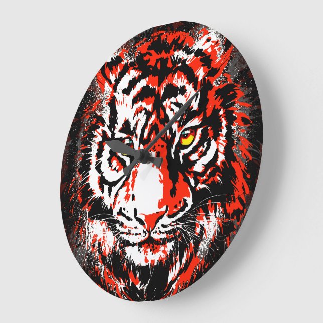 Realistischer Red Tiger Head - Red Tiger Clock Große Wanduhr (Winkel)