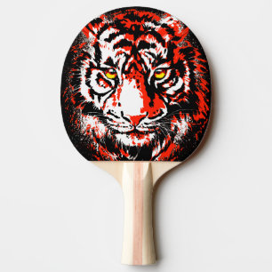 Realistischer Red Tiger Head - Tiger Ping Pong Pad Tischtennis Schläger