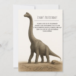 Realistischer Sauropode-Dinosaurier mit Fossilien Einladung