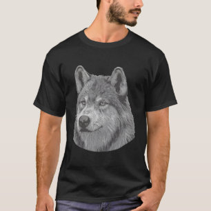 Realistischer Schwarz-Weiß-Wölf-Portrait Wolf T-Shirt