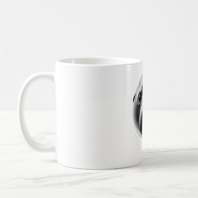 Realistischer Siegel Head Black & White T - Shirt Kaffeetasse (Links)