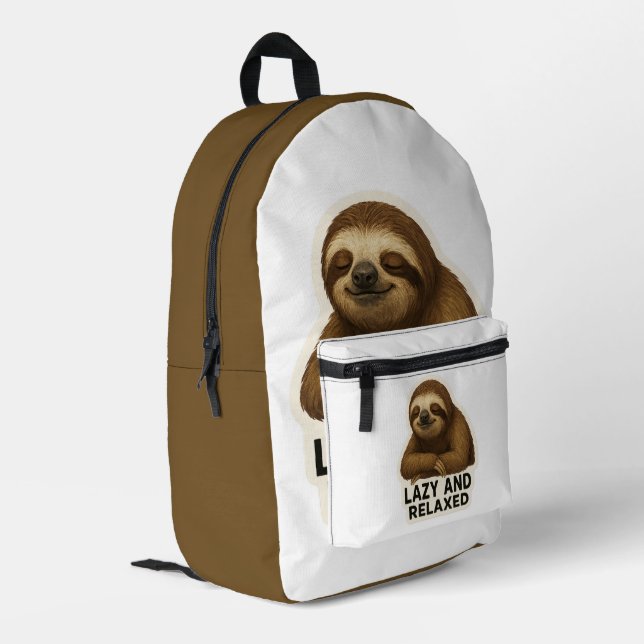 Realistischer Sloth-Sticker Bedruckter Rucksack (Rückseitige Ecke links)