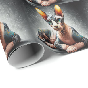 Realistischer Sphynx-Katze, sphynx-haarloser Katze Geschenkpapier