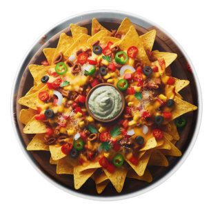 Realistischer Teller Nachos lustig Keramikknauf