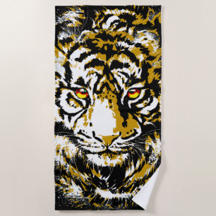 Realistischer Tiger - Cooler Tigerkopf Zeichne Str Strandtuch