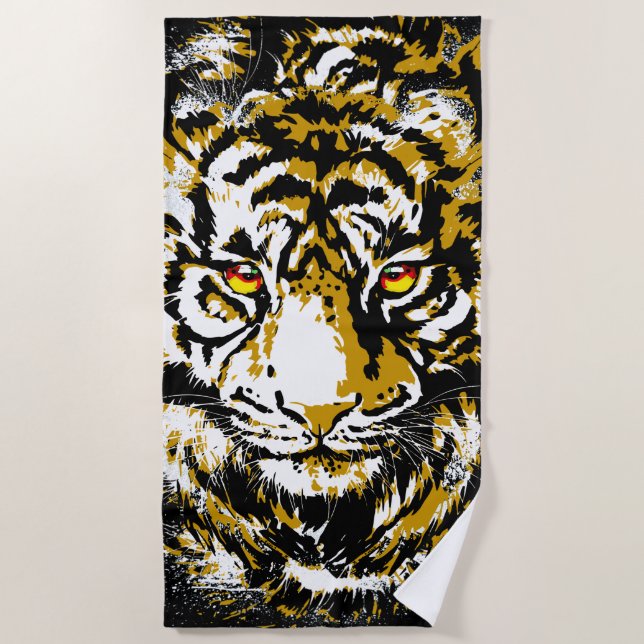Realistischer Tiger - Cooler Tigerkopf Zeichne Str Strandtuch (Vorderseite)