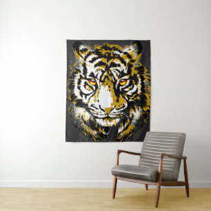 Realistischer Tiger - Cooler Tigerkopf Zeichnend Wandteppich