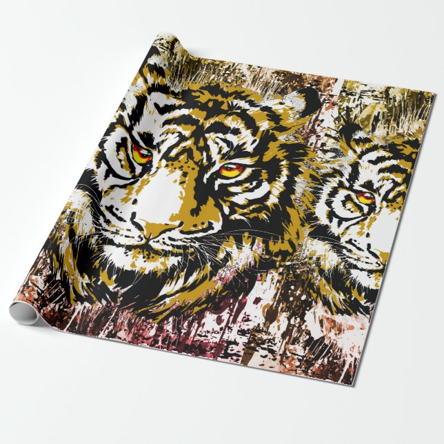 Realistischer Tiger - Tiger-Umschlagpapier Geschenkpapier (Ungerollt)