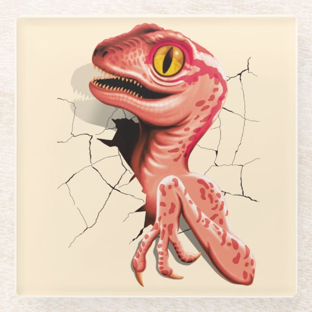 Realistischer Velociraptor Dinosaur Hatching Glasuntersetzer (Vorderseite)