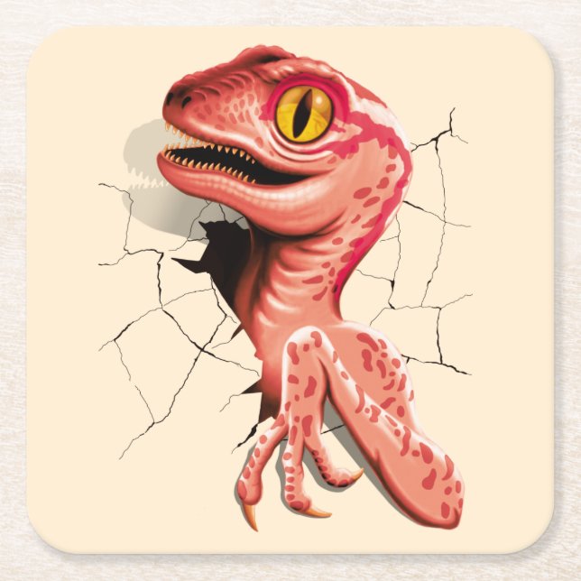 Realistischer Velociraptor Dinosaur Hatching Rechteckiger Pappuntersetzer (Vorderseite)