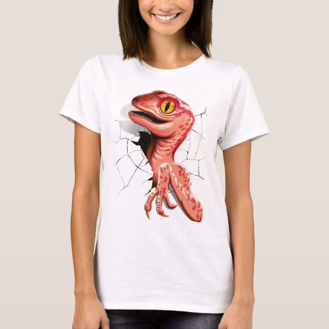 Realistischer Velociraptor Dinosaur Hatching T-Shirt (Vorderseite)