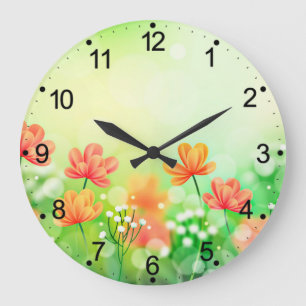 Realistischer verschwommener Frühlingshintergrund- Große Wanduhr