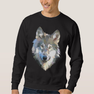 Realistischer weißer Wolf realistischer Tierdruck Sweatshirt