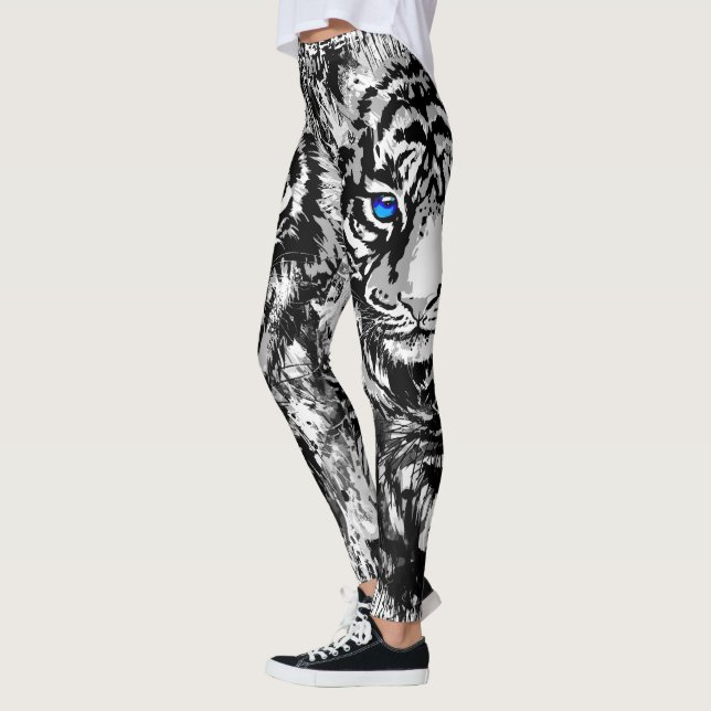 Realistischer Weißtiger-Kopf - Leggings (Links)