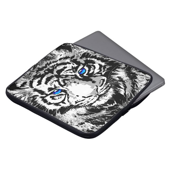 Realistischer White Tiger Head - Tiger Laptop Case (Vorne Oben)