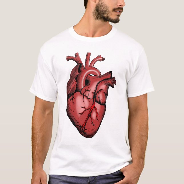 Realistisches Anatomisches Herzbild T-Shirt (Vorderseite)