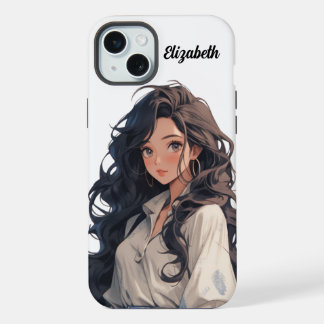 Realistisches animiertes Mädchen iPhone 15 Plus Hülle