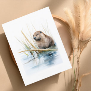 Realistisches Biber am Wasser - Wildnis Gruß Postkarte