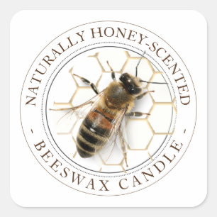 Realistisches Bienenwachs-Kerzensiegel Quadratischer Aufkleber