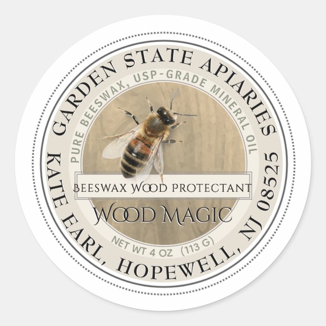 Realistisches Bienenwachs-Waldzuchtlabel Runder Aufkleber (Vorderseite)
