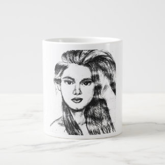 Realistisches Bleistiftporträt einer Frau Jumbo-Tasse