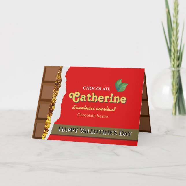 Realistisches Braun & Rote Valentine Schokolade Fu Karte (Vorderseite)