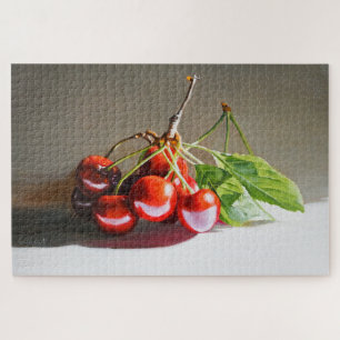 Realistisches Cherry Still Life mit Blätter Kunst Puzzle