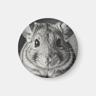 Realistisches Chinchilla-Porträt-Skizze Magnet