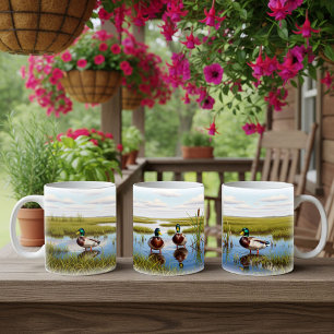 Realistisches Design der Mallard Digital Painting  Kaffeetasse