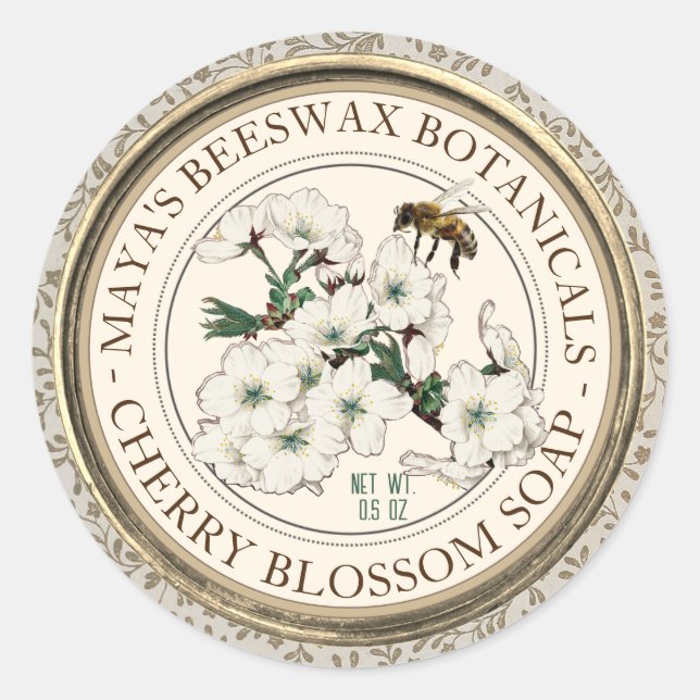 Realistisches Etikett für Bienenwachs Runder Aufkleber (Vorderseite)