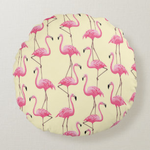 Realistisches Flamingo-Bird-Muster Rundes Kissen