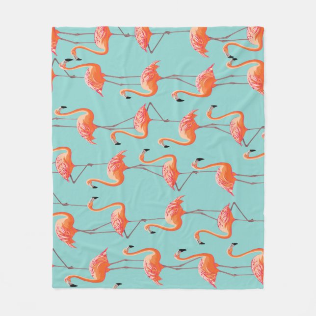 Realistisches Flamingo: Vintages Vogelmuster Fleecedecke (Vorderseite)