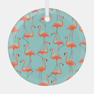 Realistisches Flamingo: Vintages Vogelmuster Ornament Aus Glas