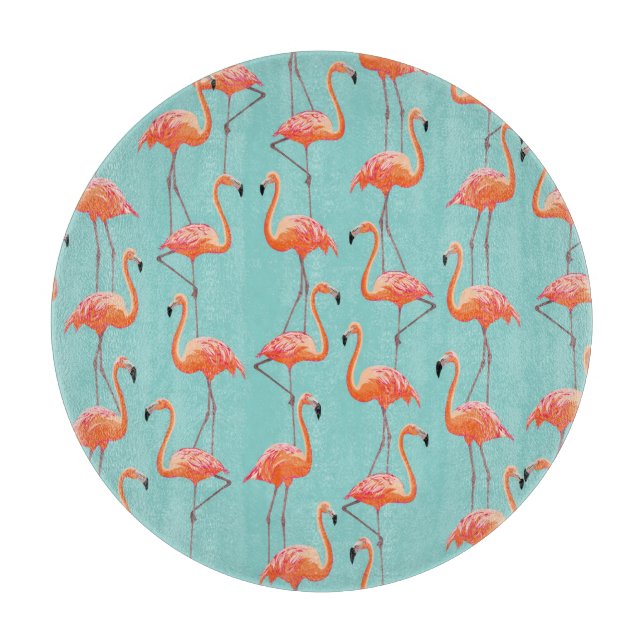 Realistisches Flamingo: Vintages Vogelmuster Schneidebrett (Vorderseite)