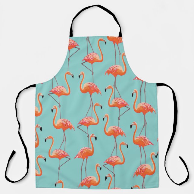 Realistisches Flamingo: Vintages Vogelmuster Schürze (Vorderseite)