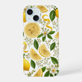 Realistisches gepresstes Zitronen- & botanisches B iPhone 15 Hülle