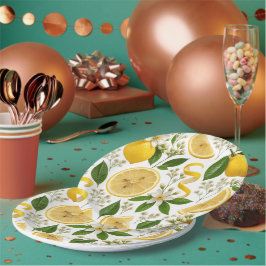 Realistisches gepresstes Zitronen- & botanisches B Pappteller