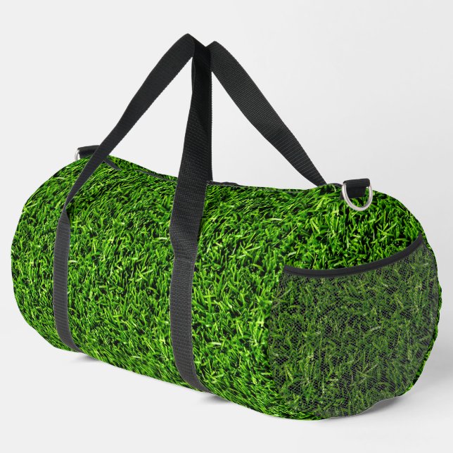 Realistisches Gras Foto Textur Funny Bright Green Duffle Bag (Rechte Ecke)