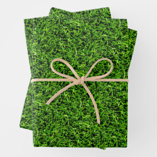Realistisches Gras Foto Textur Funny Bright Green Geschenkpapier Set