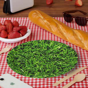 Realistisches Gras Foto Textur Funny Bright Green Pappteller